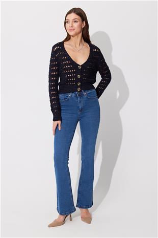 Blue High Waist Flared pants Jean SS23JP4743MA