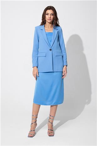 Blue Single Buttoned reefing Blazer Jacket SS23J4707MA