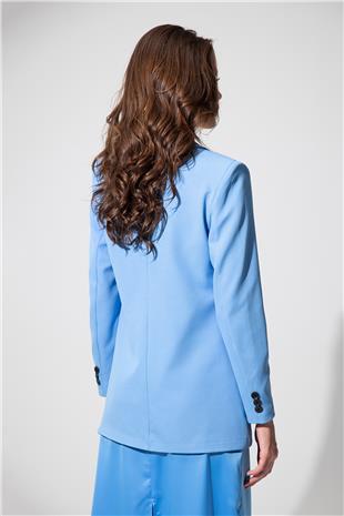 Blue Single Buttoned reefing Blazer Jacket SS23J4707MA