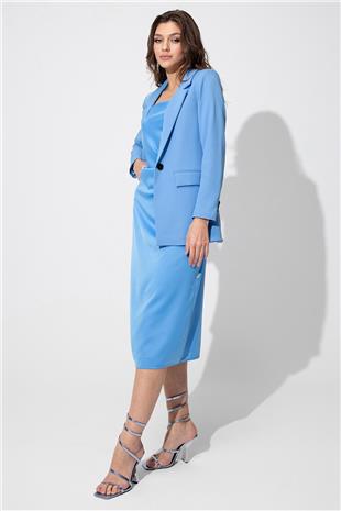 Blue Single Buttoned reefing Blazer Jacket SS23J4707MA