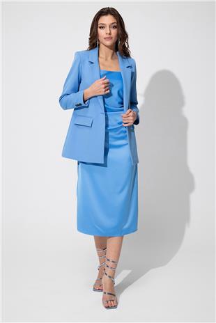 Blue Single Buttoned reefing Blazer Jacket SS23J4707MA