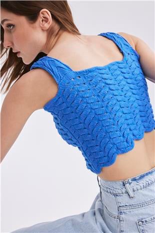 Blue Knitwear Crop Top