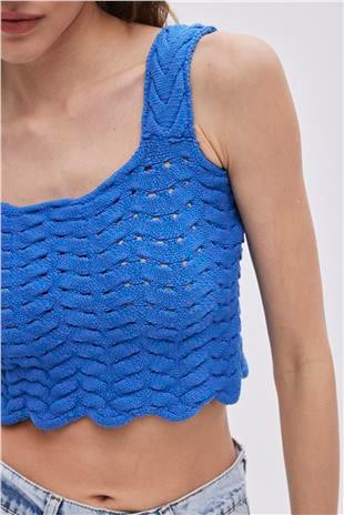Blue Knitwear Crop Top