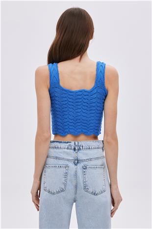 Blue Knitwear Crop Top