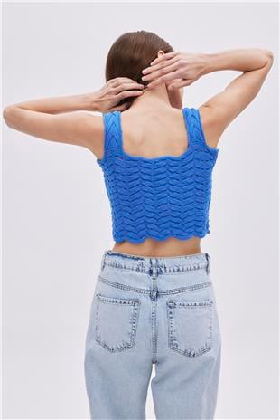 Blue Knitwear Crop Top