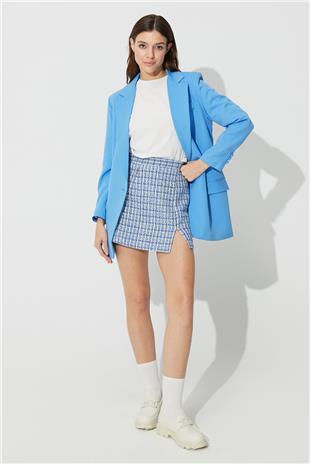 Blue  Slit Mini Skirt SS23S4722MA