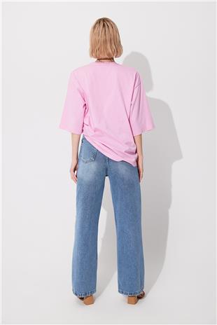 Blue High Waist  Ripped Knees Wide Leg Jeans SS23JP4745MA