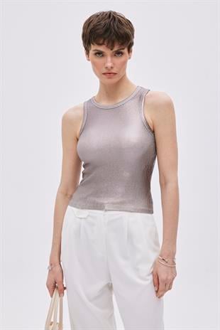 Metallic Bronz Ribbed Singlet
