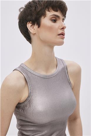 Metallic Bronz Ribbed Singlet