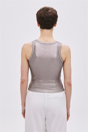 Metallic Bronz Ribbed Singlet