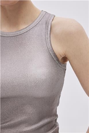 Metallic Bronz Ribbed Singlet