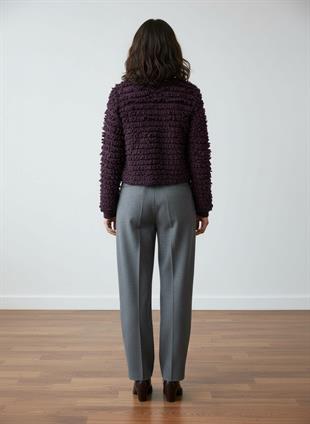 Mor PÜSKÜLLÜ TRİKO CEKET Hırka