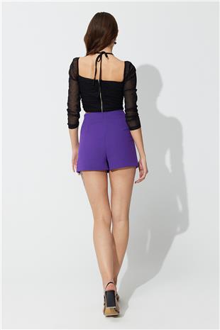 Purple Short Skirt with Slit  SS23S4740MO