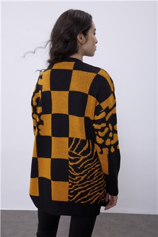 Orange Patterned Oversize Knit Cardigan SWC4440OR