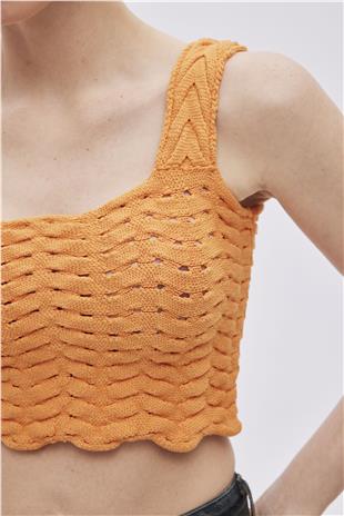 Orange Knitwear Crop Top