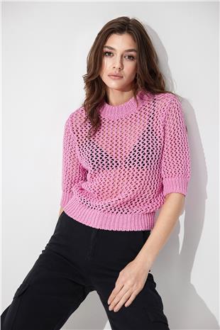 Pink Crew Neck Ajour Jumper SS23K4750PE 
