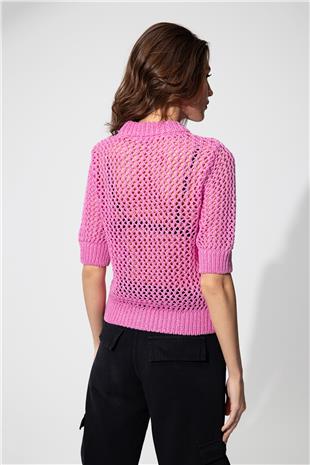 Pink Crew Neck Ajour Jumper SS23K4750PE 