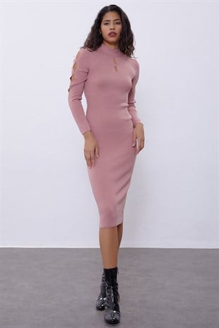  Pink Drop-Cut Knit Dress SWD4465PE