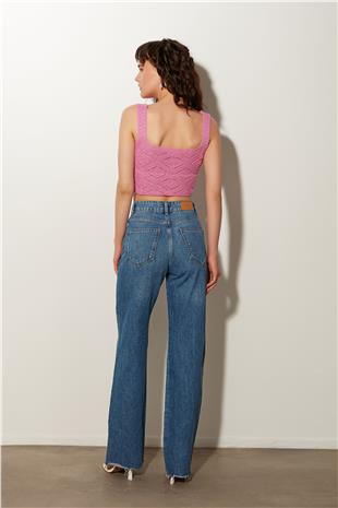 Pink square neck  Geometric Patterned knit Athlete SWA4643PE