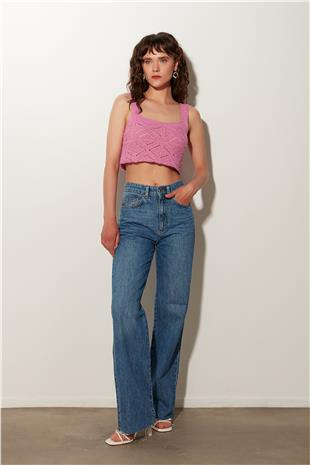 Pink square neck  Geometric Patterned knit Athlete SWA4643PE