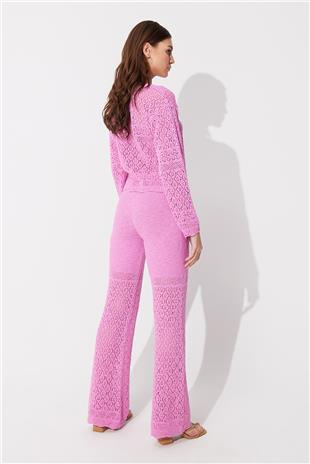  Pink Knit Pattern Sweater Pants Set SWTK4557-58PE
