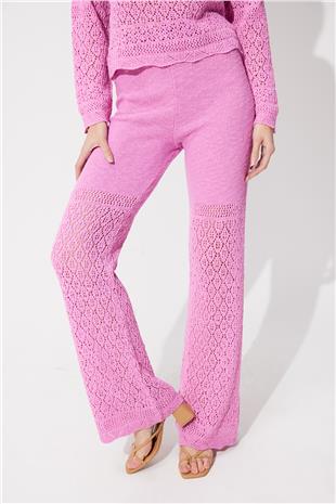  Pink Knit Pattern Sweater Pants Set SWTK4557-58PE