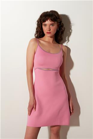 Pink  Lurex Strapped Dress SS23D4752PE