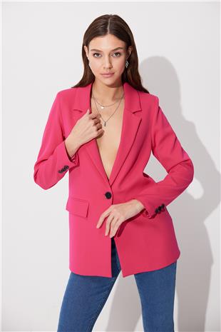 Pink Single Buttoned Reefing Blazer Jacket  SS23J4707PE