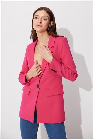 Pink Single Buttoned Reefing Blazer Jacket  SS23J4707PE