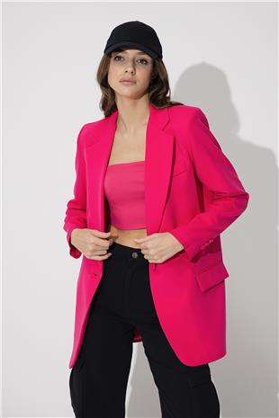 Pink Single Buttoned Oversize Blazer Jacket SS23J4709PE