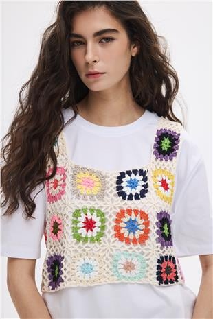 Renkli Patchwork Bluz