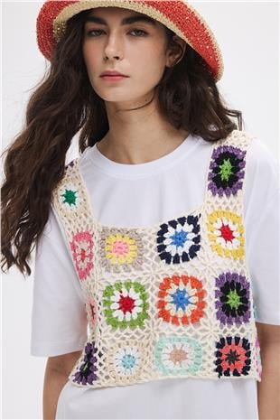 Renkli Patchwork Bluz