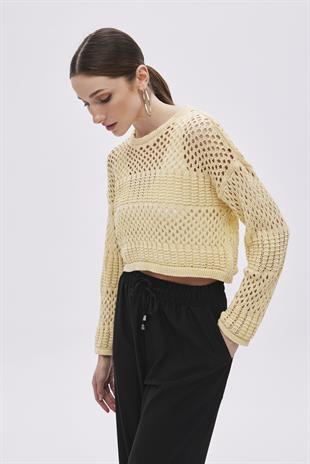 Yellow Open Knit Sweater