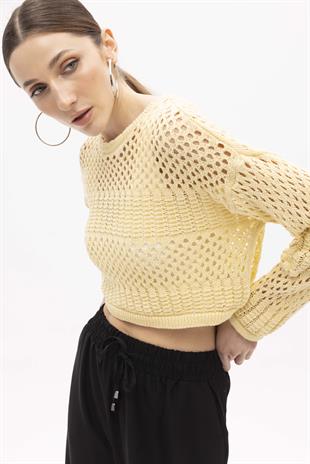 Yellow Open Knit Sweater