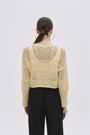 Yellow Open Knit Sweater