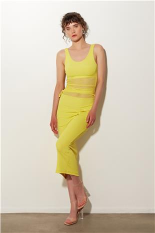Yellow Ruffle Detailed Midi Dress SS23D4785SA