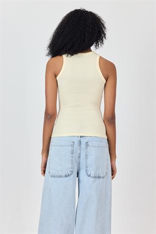 Sarı Halter Yaka Fiyonk Detaylı Atlet