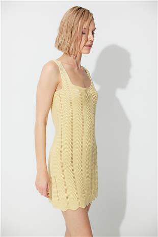 Yellow Square Collar Dress SWD4633SA