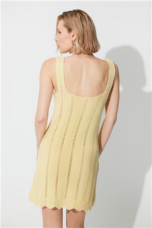 Yellow Square Collar Dress SWD4633SA