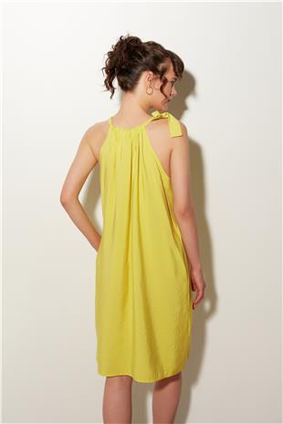 Yellow Midi Dress with Tie Detail SS23D4783SA