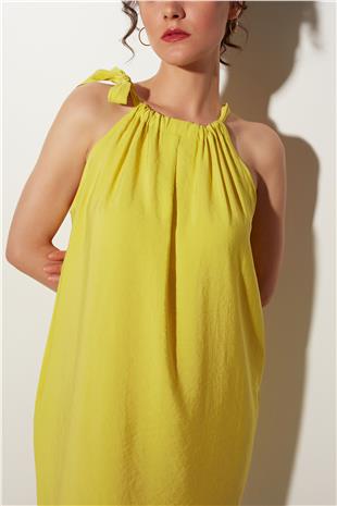 Yellow Midi Dress with Tie Detail SS23D4783SA