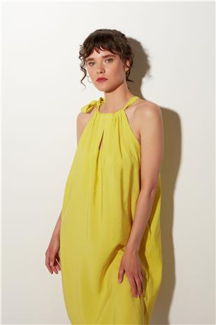 Yellow Midi Dress with Tie Detail SS23D4783SA
