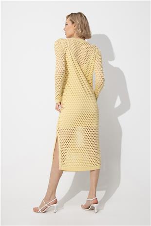 Yellow Midi Length Openwork Dress SWD4679SA