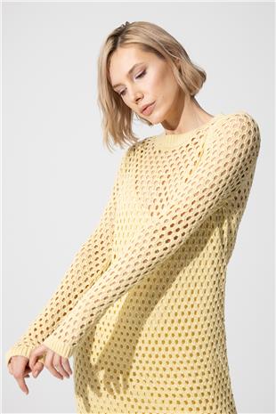Yellow Midi Length Openwork Dress SWD4679SA