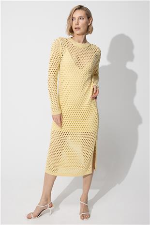 Yellow Midi Length Openwork Dress SWD4679SA