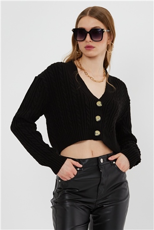 Yellow Braided Pattern Knit Cardigan SWC4690Sİ