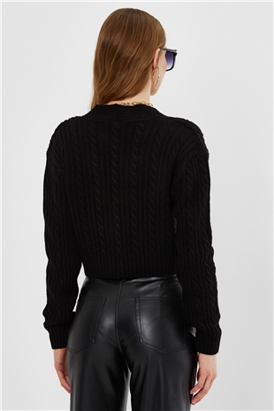 Yellow Braided Pattern Knit Cardigan SWC4690Sİ