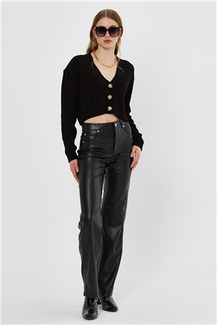 Yellow Braided Pattern Knit Cardigan SWC4690Sİ