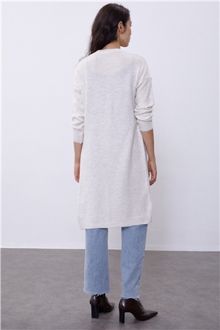 Beige Long Knit Cardigan SWC4312BJ