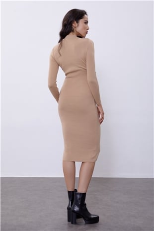 Camel Drop-Cut Knit Dress SWD4465CA